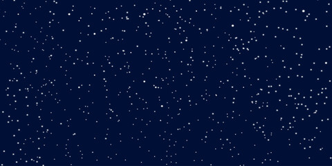 Falling Snow flakes pattern. Background with flying white snow, frost, snowfall. Spray winter texture on dark blue background. Vector illustration.