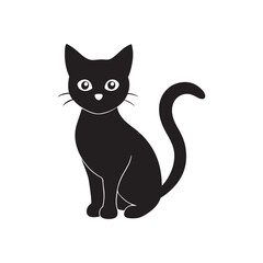 cat silhouette vector, black and white silhouette, vector and illustration