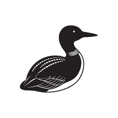Loon silhouette vector, black and white silhouette, vector and illustration, silhouette illustration