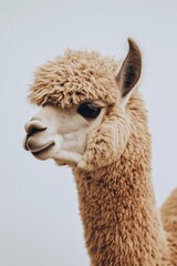 Obraz premium Closeup of a fluffy alpaca's face