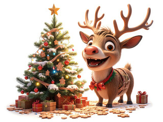 Jolly Reindeer Christmas Cheer - Generated by Generative AI