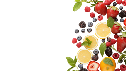 Strawberry, raspberry, blueberry and lemon border.