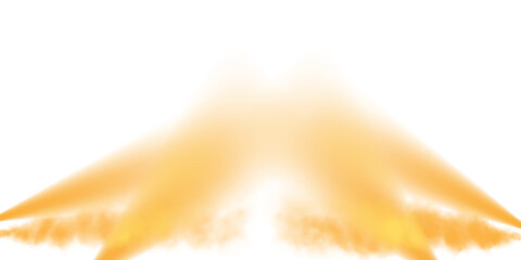 Stage with directional yellow light and light smoke on transparent background, neon light, empty stage and studio room with floating yellow smoke. For product demonstrations. PNG.
