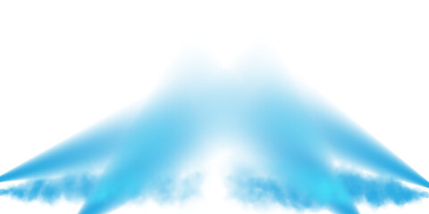 Stage with directional blue light and light smoke on transparent background, neon light, empty stage and studio room with floating blue smoke. For product demonstrations. PNG.