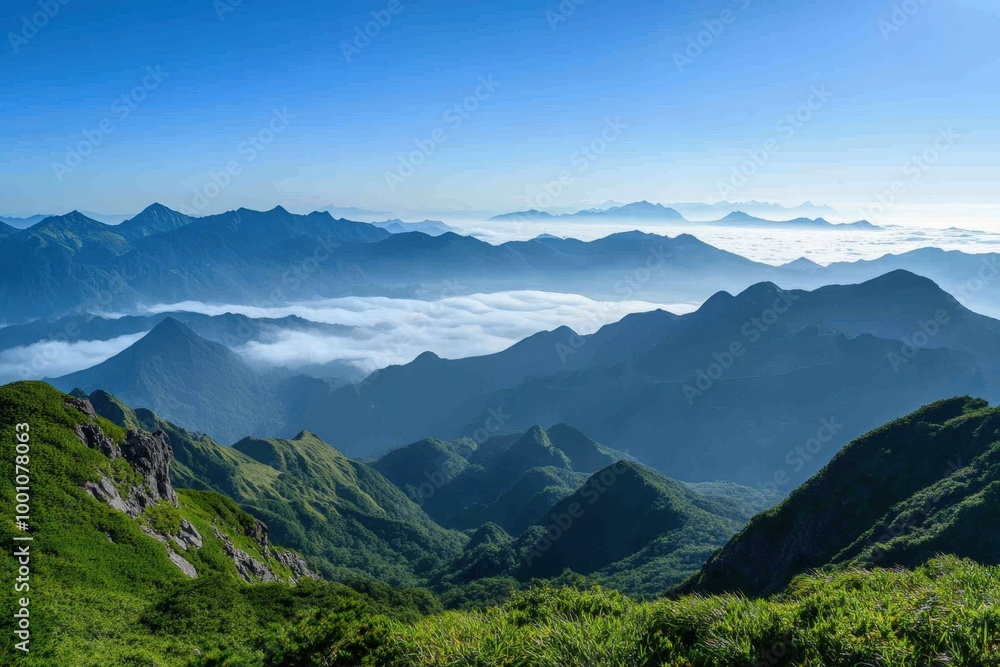 Canvas Prints Breathtaking mountain landscape with rolling hills and clouds