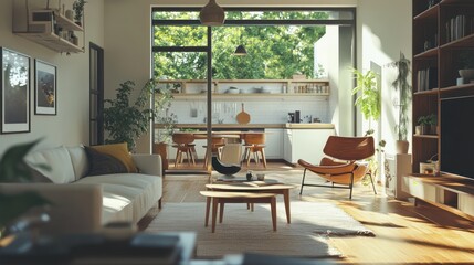 Modern Living Room with Patio View