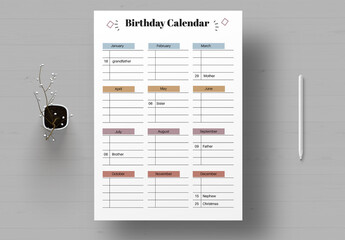 Birthday Calendar