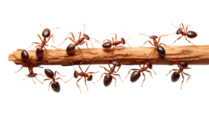 Group of ants. Woodland creatures closeup.