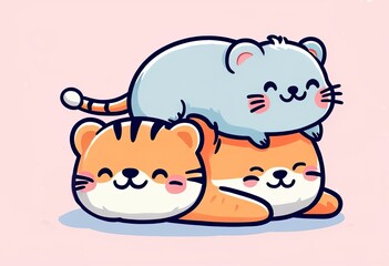 Fototapeta premium Tiger, Mouse, Friends,relationship,best friend