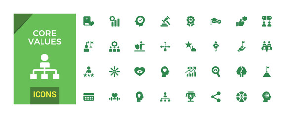 Core values icon set, filled style icons, commitment, filled icon set, glyph for web and ui. Solid icons pack. Vector illustration.