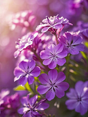 Fototapeta premium Purple Phlox Cluster in Morning Light with a Blurred Background