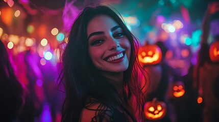 Fototapeta premium woman dancing in nightclub Halloween