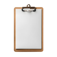 Blank clipboard with a notepad sheet over a white background, useful for presentations and note-taking.