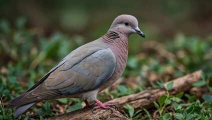 A wild pigeon is sitting on a tree