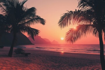 Stunning tropical sunset over the ocean
