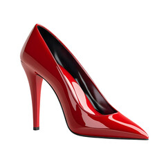 Elegant red high heel shoe on a white isolated background, perfect choice for fashion enthusiasts and stylish occasions.