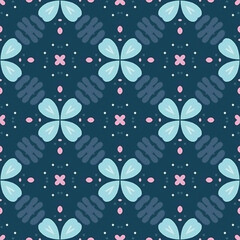 blue, black, flower, fabric abstract seamless pattern. design for background, wallpaper, carpet, clothing, batik, textile, embroidery, sarong, interior decoration, floor, curtain, printing