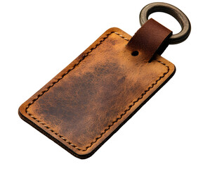 A vintage leather keychain with a rustic design, perfect for personalization or as a gift.