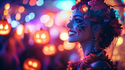 Obraz premium woman dancing in nightclub Halloween
