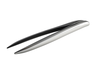 Silver metal tweezers on white background, ideal for precision tasks and grooming.