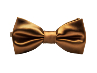 Elegant golden bow tie isolated on a white background, perfect for formal occasions and stylish attire.