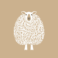 Sheep logo. Isolated sheep on brown background