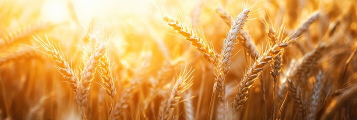 golden wheat field in sunset light