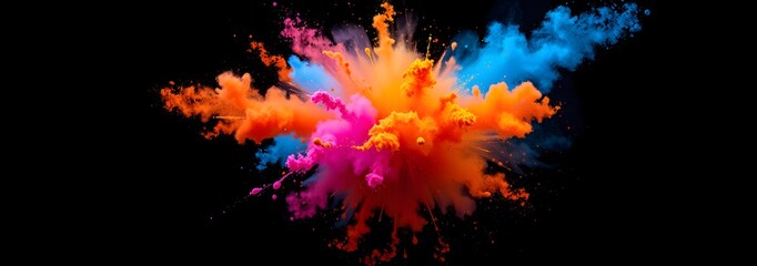 Obraz premium Vibrant Explosion Of Colorful Powder , Abstract Background, Wallpaper