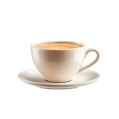 Obraz premium Classic coffee cup with saucer isolated on white background, perfect for showcasing beverages.