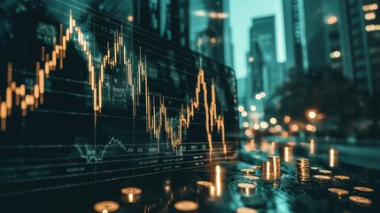 Obraz premium Finance and Investment Graph in Urban Environment