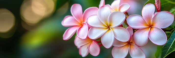 Fototapeta premium beautiful pink and white plumeria flowers