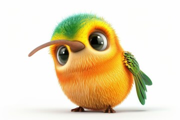 Fototapeta premium Cute colorful cartoon hummingbird with big eyes