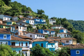 Colorful houses on a hillside in a tropical setting