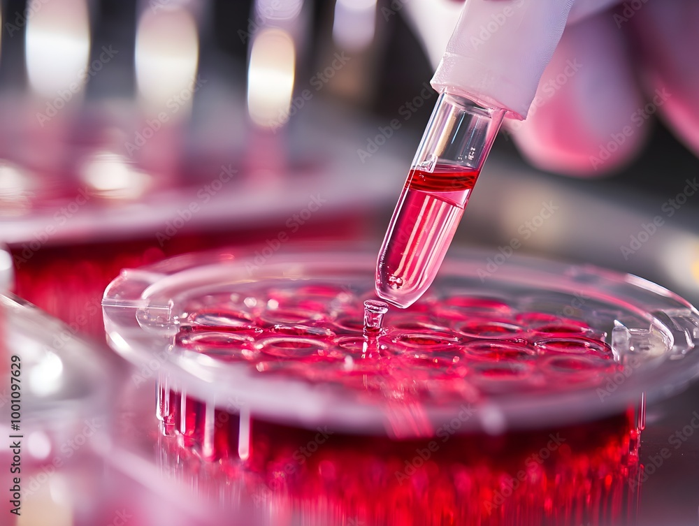 Poster laboratory experiment with pipette and petri dish