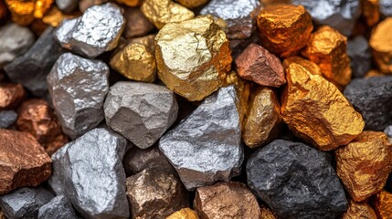 Various Types and Sizes of Natural Rocks and Minerals