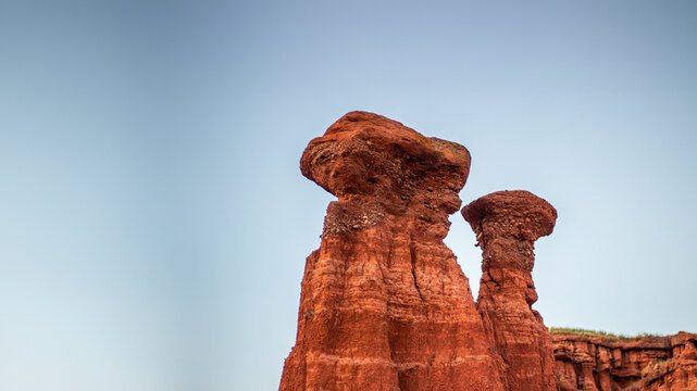 Narman Peri Bacalari ,Narman Fairy Chimneys in Erzurum, Turkey, stunning landscape with copy space, perfect for backgrounds