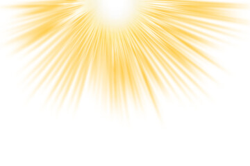 Glowing sun rays effects isolated on transparent background. Golden sunlight explode. Yellow shine...