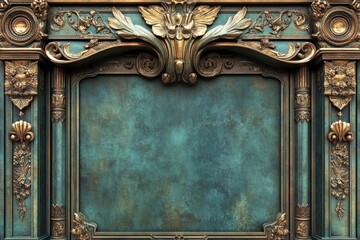 Antique Ornate Frame with Teal Background