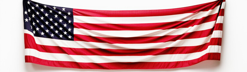 Fototapeta premium Waving American flag with rich colors on a white isolated background.