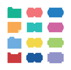 A set of decorative illustrations for tabs, border, tags, labels, frames and stickers in flat, modern and simple designs in various shapes.