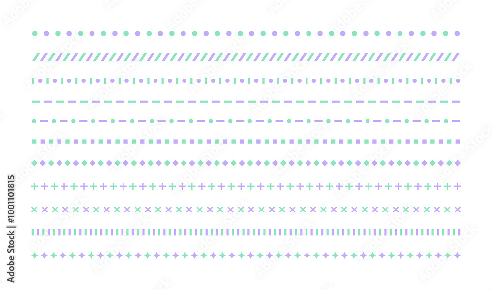 Poster a set of pattern border line graphic illustrations in a combination of colorful, abstract, geometric