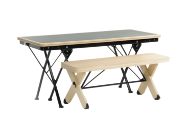 Simple drawing table with black metal frame and light clip