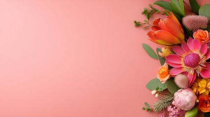 Vibrant Floral Bouquet with Mixed Blooms and Greenery