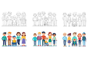 flat style set of kids isolated
