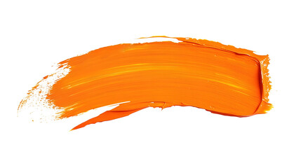 Fototapeta premium Vibrant Orange Paint Brush Stroke on White Background