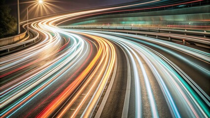 Abstract Speed light trails effect path, fast moving neon futuristic technology background, future virtual reality, motion effect, curve of neon bright, highway speed light