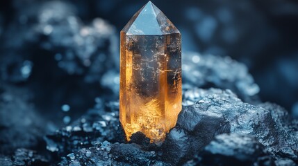 The crystal on the rock