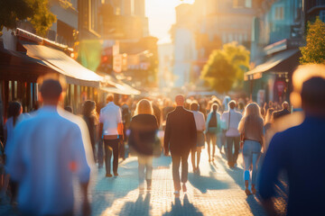 people walking in the city bokeh