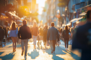people walking in the city bokeh