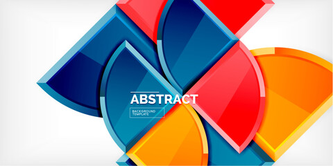 Abstract background - circles and round triangles with 3d effect. Vector Illustration For Wallpaper, Banner, Background, Card, Book Illustration, landing page